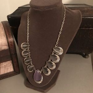 Silver handmade purple stone necklace